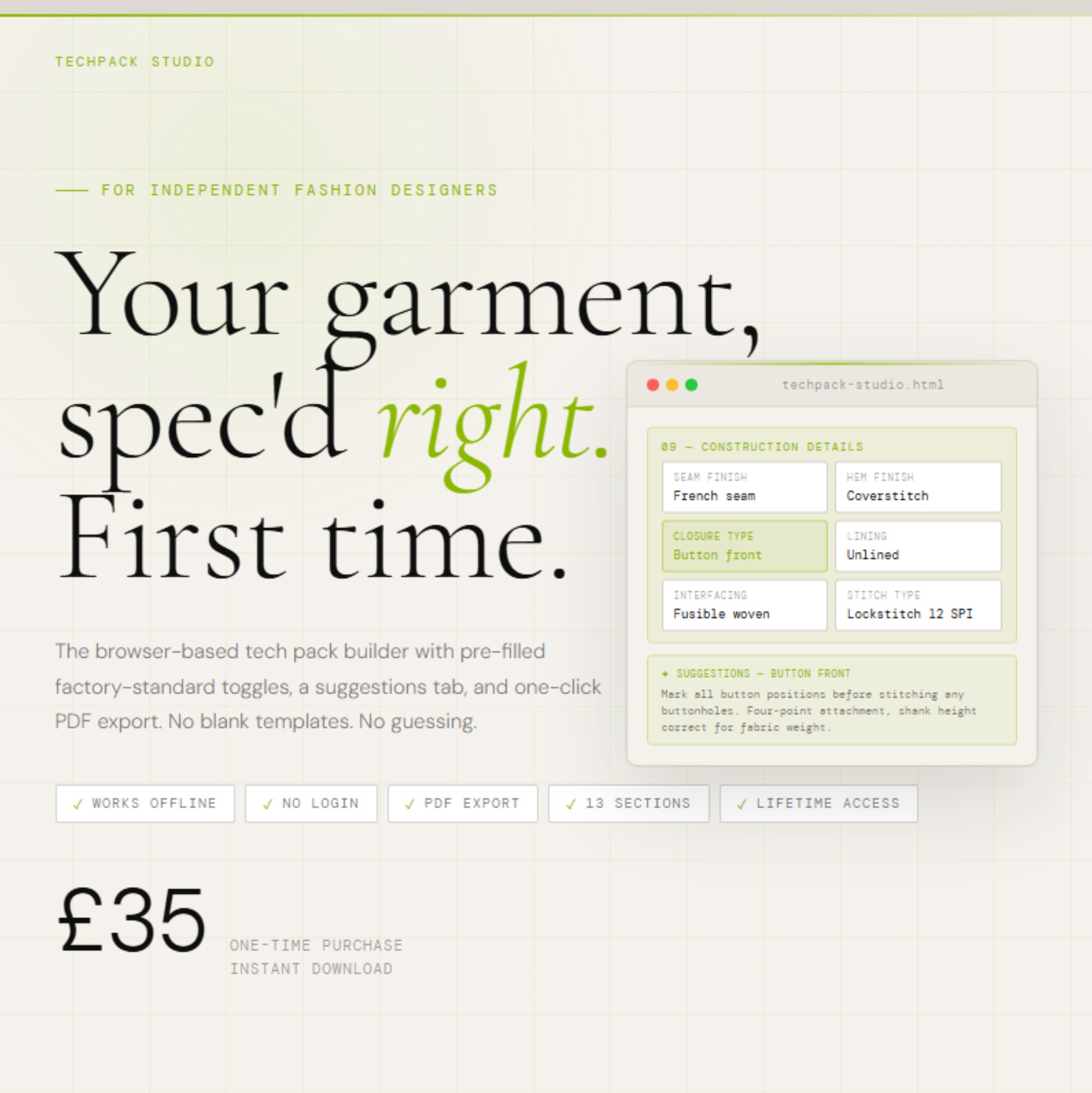 Tech Pack Builder — Structured Garment Specs Without the Blank Page