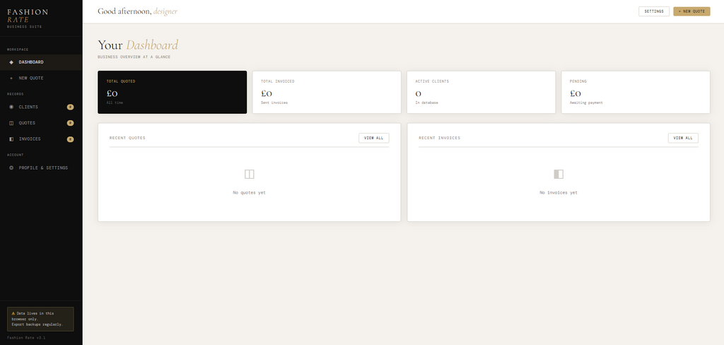 Fashion Rate: The Pricing & Invoicing Suite for Fashion Freelancers